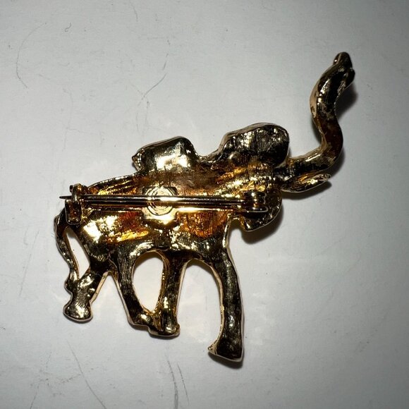 Set Of 2 Vintage Gold-Tone Animal Brooches & Tree Pendant With Green Accents - Picture 5 of 7